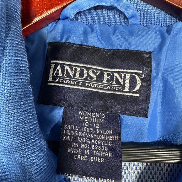 Lands End Jacket Womens Medium  Blue Lightweight Full Zip Pockets Logo Nylon - Picture 5 of 7